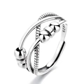 Adjustable S925 sterling silver spinning beads ring for anxiety relief and good luck - Multi-Layer Intertwined Moving Beads Style (12)