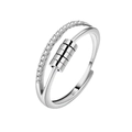 Silver rotatable spinner ring with cubic zirconia and beads for anxiety relief - Multi-Layer Rotating Beads Zircon Style (14)