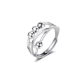 Silver rotatable anxiety ring with four sliding beads and adjustable open band - Multi-Layer Modern Multi-Bead Style (15)