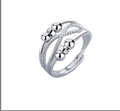 Silver rotatable spinner ring for anxiety relief with dual-layer crossover band and beads - Multi-Layer Intertwined Square Beads Style (16)