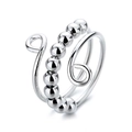 Adjustable silver anxiety ring with eight movable rotating metal beads for stress relief - Spiral Multi-Bead Anxiety Relief Style (18)