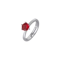 Adjustable silver spinner ring featuring a red gemstone in a six-prong setting - Prong-Set Ruby Color Style (20)