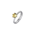 Rotating copper spinner ring featuring a bright yellow zircon stone and silver-tone band - Prong-Set Yellow Gemstone Style (24)