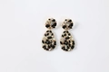 Detail of tear-drop earrings featuring AB rhinestones and black faceted crystals on gold base - Black