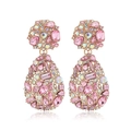 Bohemian rose gold earrings with pink teardrop crystals and AB rhinestones - Pink