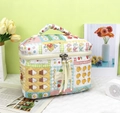 Quilted cotton floral cosmetic bag with cartoon patchwork design and carry handle - Sanitary Napkin Bag / Patchwork Flower Girl
