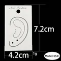 White cardboard earring display card with New Fashion logo and ear illustration, size 7.2x4.2cm - Style 05X1-White with Ear Outline Plastic Sticker / 7.2x4.2cm