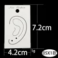 White cardboard earring display card with New Fashion logo and ear illustration, size 7.2x4.2cm - Style 05X1-White with Ear Outline Plastic Sticker / 7.2x4.2cm