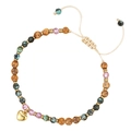 Detail showing 4mm natural African Turquoise beads and a polished gold heart charm on bracelet - Heart Style (WB1305)