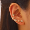 Goldene Blumen-Ear-Crawler mit weißen Kristallen und poliertem Metall-Finish - Hell KC Gold (2102)