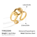 Gedetailleerde weergave van gouden dubbellaagse gedraaide ring met specificaties - Dubbellaags Verstrengelde Kettingstijl (YYR023049) / Goud