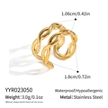 Detailed view of dual-layer twisted gold stainless steel ring with size and weight specs - Twisted Rope Cross Style (YYR023050)
