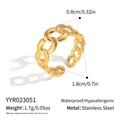 Macro shot of 18K gold plated stainless steel Cuban chain link open ring detailing - Cuban Link Style (YYR023051)