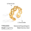 Detail showing dimensions of gold double-layer hollow ring with 0.74cm width and 1.73cm diameter - Hollow Mesh Grid Style (YYR023055)