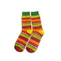 Women's crew socks with vibrant fruit pattern stripes and watermelon seed motifs - 6625c / One Size