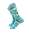 Sky blue mid-calf cotton socks with rainbow and cloud pattern for women - 4035 / One Size