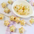 Pastel yellow cream 13mm star beads with pearlescent finish for DIY jewelry crafting - 16mm (Hole approx 2.5mm) / Milk Yellow