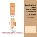 Buchenholz-Deckenclip mit Herzdekor zur Wandmontage und Präsentation, Größe 8x3x3,2cm - Buchenholz / 1 Stück Buchenholz Herzförmiger Quilt-Clip