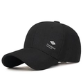 Classic structured black baseball cap with white sports logo on a twill fabric crown - Adjustable / Black
