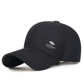 Classic black cotton baseball cap with white printed logo and reinforced curved brim - Adjustable / Navy Blue