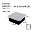 Black 4-cavity skull ice cube mold with translucent lid and 115x115x50mm dimensions - Thin 4-Grid Square (With Lid) / Black