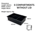 6-cavity black silicone skull ice cube mold tray with measurements 162x113x48mm - Thin 6-Grid Square (No Lid) / Black