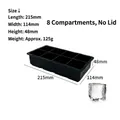 Black 8-cavity skull silicone ice mold measuring 215x114x48mm for whiskey cubes - Thin 8-Grid Square (No Lid) / Black