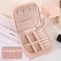 Internal layout of nude pink PU leather jewelry box with necklace hooks and ring slots - 9.5*9.5*5 / Twill Nude Pink
