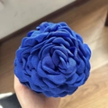 Handcrafted Klein blue fabric rose hair claw clip with golden thread edge details - 12cm / Sapphire Blue