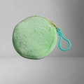 Light green round plush coin purse with matching plastic keychain hook and zipper - 8.5cm / Light Green (Teal Hook)