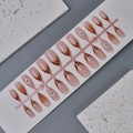 French leopard almond press on nails with 3D white flower accents and gold studs - Wy-129 / 10 Pieces In Xs Size