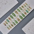 Forest theme almond press-on nails with green frog and flower art style WY-116 - Forest Frog Mushroom Hand-Painted Style (WY-116) / Multi-piece Box Set