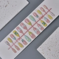 Almond press-on nails in sweet floral design with 3D bows and pearls model WY-111 - Wy-111 / 10 Pieces In Xs Size