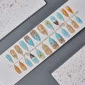 3D Almond Press-on Nails with Tropical Sea Wave Pattern and Coconut Tree Design - Wy-107 / 10 Pieces In Xs Size