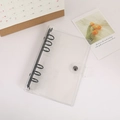 Transparante PVC 6-rings binderhoes met zwarte metalen ringen en drukknoop voor DIY agenda - A6 / Zwart