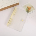 Transparante A6 PVC binderhoes met lichtgele 6-rings mechaniek en drukknoopsluiting - A6 / Melkachtig Geel