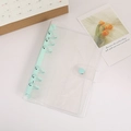 A5/A6 Transparent PVC ring binder cover with mint green 6-hole clip and snap button - A6 / Mint Green