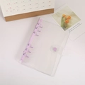 Transparent A5 A6 PVC binder cover with purple 6-ring metal binder and snap button - A6 / Purple