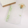 Transparent A5 A6 PVC binder cover with light green 6-ring clip and snap closure - A6 / Green