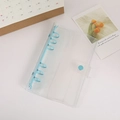 A5 A6 transparent PVC binder cover with light blue 6-ring mechanism and snap button - A6 / Blue