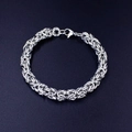 Silver stainless steel Byzantine chain bracelet with a secure lobster clasp closure - 7mm Byzantine Link Chain / 18cm / Silver
