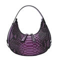 Purple hobo shoulder bag with crocodile texture and crescent shape design - Purple