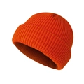 Winter cuffed knitted beanie in bright orange featuring a vertical ribbed texture for unisex - Orange