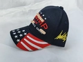 Dark blue Trump 2024 baseball cap with USA flag brim and side yellow embroidery - 008 Stars Navy
