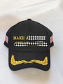 Black cotton baseball cap with gold embroidery and American flag patches on both sides - 014 Wheat Ears Style