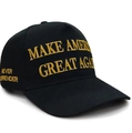 Black cotton baseball cap with gold embroidered Make America Great Again slogan - 018 Black with Gold Embroidery