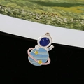 Detail of creative blue astronaut enamel charm with yellow star for DIY jewelry crafts - Astronaut with Star and Planet (IV)