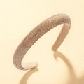 Elegant wide headband with champagne gold rhinestones and premium leather inner lining - Light gold