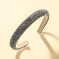 Chic padded headband in grey rhinestones with a soft beige non-slip suede lining - Gray