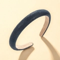 Sparkly navy blue wide headband with dense rhinestones and light beige lining - Dark Blue